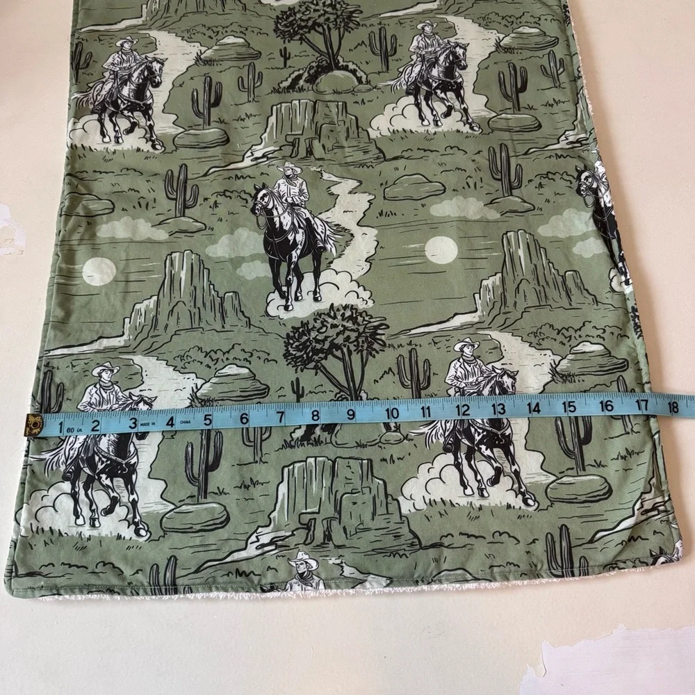 NWOT Handmade Vintage Western Themed Green Hand Towel